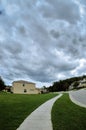 House, white cloud and blue sky Royalty Free Stock Photo