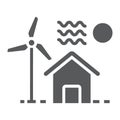 House with windmill glyph icon, real estate