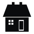 House with window, door, roof and smokestack, vector icon Royalty Free Stock Photo