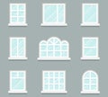 House windows building glass icons set flat design template vector illustration