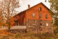 Old house, windows, brick house in Sweden Royalty Free Stock Photo