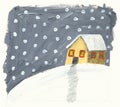 House in the winter blizzard