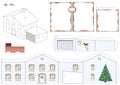 House Winter Christmas Snow Paper Model Template