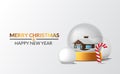 House winter scene decoration snow glass orb decoration with snowball and candy cane for merry christmas and happy new year event