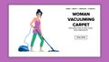 house woman vacuuming carpet vector Royalty Free Stock Photo