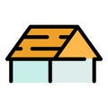 House with a wooden roof icon color outline vector Royalty Free Stock Photo