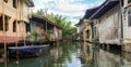 house on wooden stilts on the khlongs of Thailand. Khlong Yai