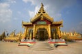 House of Worship from the main entrance with colourful base platform in Shwemawdaw Pagoda at Bago, Myanmar