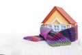 House is wrapped in a scarf. Royalty Free Stock Photo