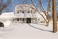 House and yard after snowstorm