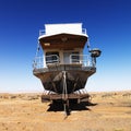 Houseboat in Arizona desert.