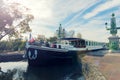 Houseboat crossing the Briare Aqueduct in central France