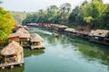 The houseboat and floating restaurant at Sai Yok Yai waterfall Royalty Free Stock Photo