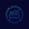 houseboat icon, linear vector design