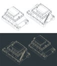 Houseboat isometric blueprints