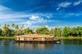 Houseboat on Kerala backwaters, India Royalty Free Stock Photo