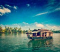 Houseboat on Kerala backwaters, India Royalty Free Stock Photo