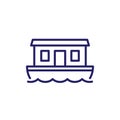 houseboat line icon on white