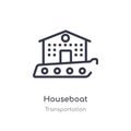 houseboat outline icon. isolated line vector illustration from transportation collection. editable thin stroke houseboat icon on
