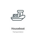 Houseboat outline vector icon. Thin line black houseboat icon, flat vector simple element illustration from editable