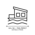 Houseboat pixel perfect linear icon