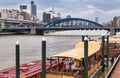 Houseboat YAKATABUNE and Komagata bridge at Sumida River.Tokyo. Japan