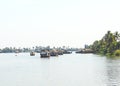 Houseboats in Backwaters in Kerala, India Royalty Free Stock Photo