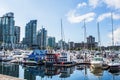 Houseboats docked in the marina at the Coal Harbour waterfront Vancouver, Canada - Septembre 2, 2020