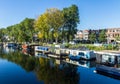 Houseboats on a Dutch canal, The Hague, the Netherlands Royalty Free Stock Photo