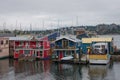 Houseboats in harbor, Victoria, BC, Canada