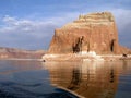 Houseboats at a monolith at Lake Powell Royalty Free Stock Photo