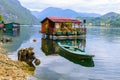 Houseboats of Perucac lake (Serbia) Royalty Free Stock Photo