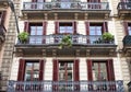 Housefront with windows and balcony.Barcelona.