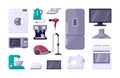 Household appliance color flat vector illustrations set Royalty Free Stock Photo