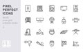 Household appliance line icon set. Washing machine, humidifier robot vacuum cleaner, curling iron minimal vector