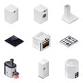 Household appliances detailed isometric icons set, part 1 Royalty Free Stock Photo