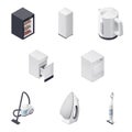 Household appliances detailed isometric icons set, part 3