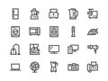Household Appliances, Electronics Store Line Icon. Vector Illustration Flat style. Included Icons as Microwave Oven Royalty Free Stock Photo
