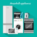 Household Appliances Flat Design Royalty Free Stock Photo