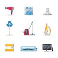 Household appliances flat vector illustrations set isolated on white background Royalty Free Stock Photo