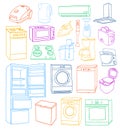 Household appliances hand drawn set Royalty Free Stock Photo