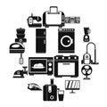 Household appliances icons set, simple style Royalty Free Stock Photo