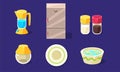 Household Appliances Set, Electrical Equipment for Kitchen, Kitchenware Vector Illustration Royalty Free Stock Photo