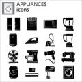 Household appliances set icon