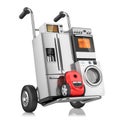 Household appliances on shopping cart Royalty Free Stock Photo