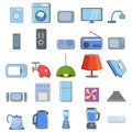 household appliances clip art set with long shadow with TV, fridge, kitchen appliances Royalty Free Stock Photo