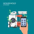 Household appliances vector flat style design illustration Royalty Free Stock Photo