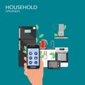 Household appliances vector flat style design illustration Royalty Free Stock Photo