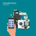 Household appliances vector flat style design illustration Royalty Free Stock Photo