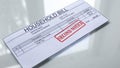 Household bill second notice, seal stamped on document, payment for services